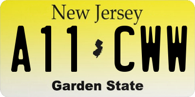 NJ license plate A11CWW