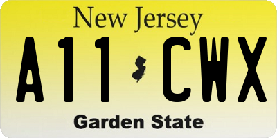 NJ license plate A11CWX