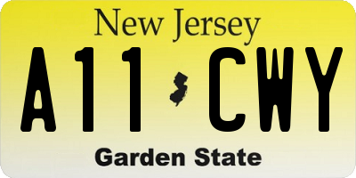 NJ license plate A11CWY