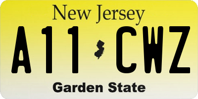 NJ license plate A11CWZ