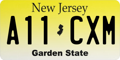 NJ license plate A11CXM