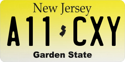 NJ license plate A11CXY