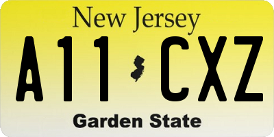 NJ license plate A11CXZ