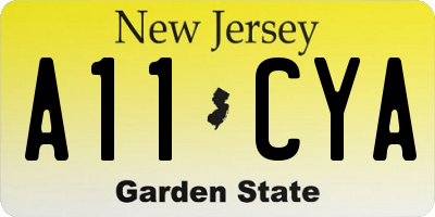 NJ license plate A11CYA