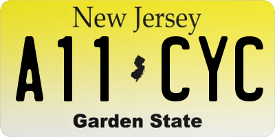 NJ license plate A11CYC