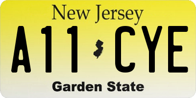NJ license plate A11CYE