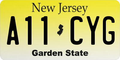 NJ license plate A11CYG