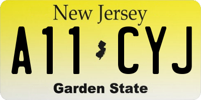 NJ license plate A11CYJ