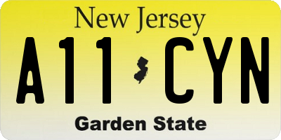 NJ license plate A11CYN