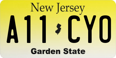 NJ license plate A11CYO