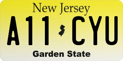 NJ license plate A11CYU