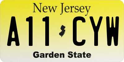 NJ license plate A11CYW