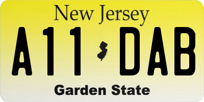 NJ license plate A11DAB