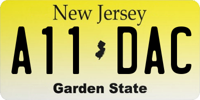 NJ license plate A11DAC