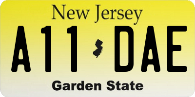 NJ license plate A11DAE