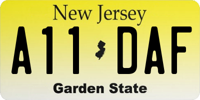 NJ license plate A11DAF