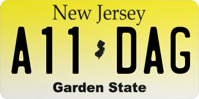 NJ license plate A11DAG