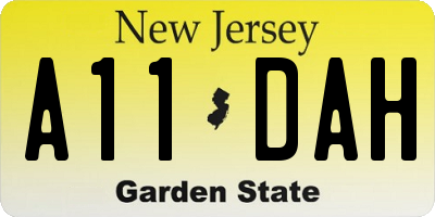 NJ license plate A11DAH