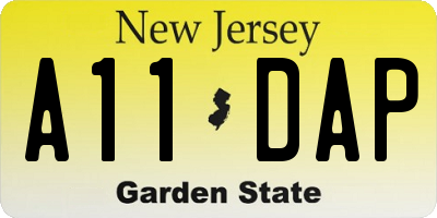 NJ license plate A11DAP
