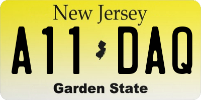 NJ license plate A11DAQ