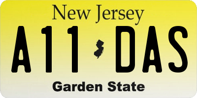 NJ license plate A11DAS