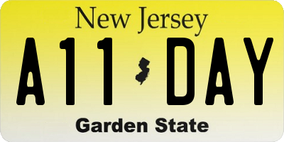 NJ license plate A11DAY