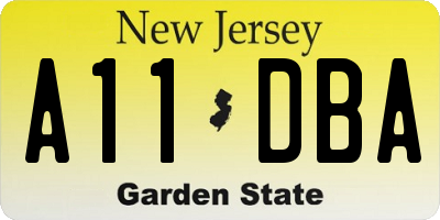 NJ license plate A11DBA