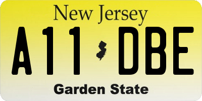 NJ license plate A11DBE