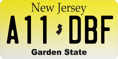 NJ license plate A11DBF