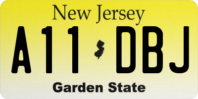 NJ license plate A11DBJ
