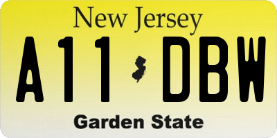 NJ license plate A11DBW