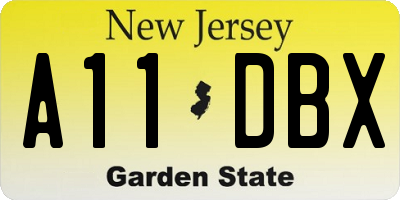 NJ license plate A11DBX
