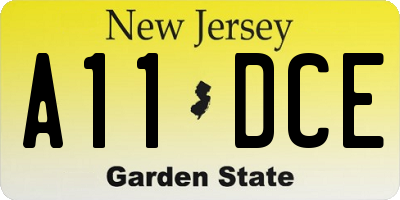 NJ license plate A11DCE