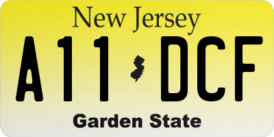 NJ license plate A11DCF