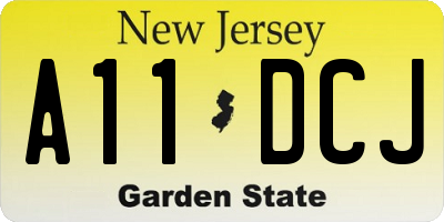 NJ license plate A11DCJ