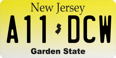 NJ license plate A11DCW