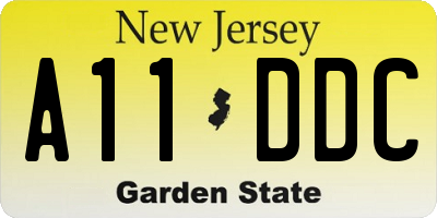 NJ license plate A11DDC