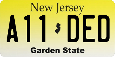 NJ license plate A11DED