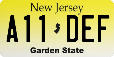 NJ license plate A11DEF