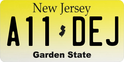 NJ license plate A11DEJ