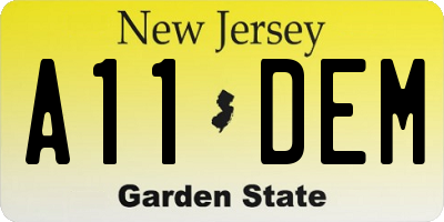 NJ license plate A11DEM