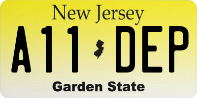 NJ license plate A11DEP