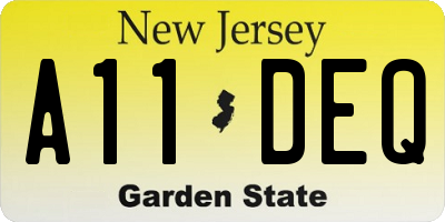 NJ license plate A11DEQ