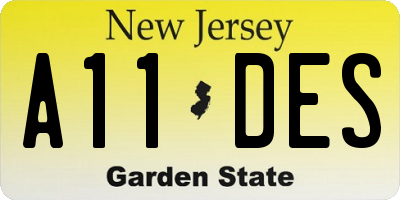 NJ license plate A11DES