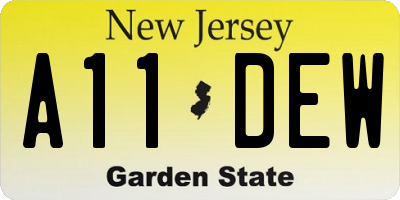 NJ license plate A11DEW