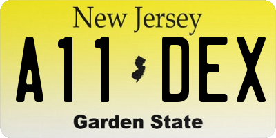 NJ license plate A11DEX