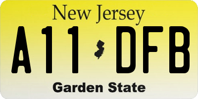 NJ license plate A11DFB