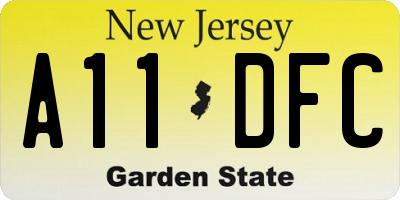 NJ license plate A11DFC