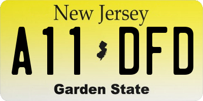 NJ license plate A11DFD