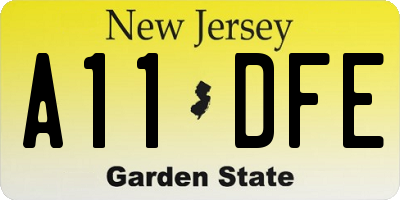 NJ license plate A11DFE